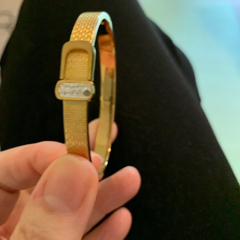 Maseele Designer IP Gold Bracelet with Crystal Accents Belt Design - Picture 4 of 13